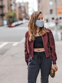 Nyc fashion blogger Kathleen Harper's no-sew bandana face mask tutorial.