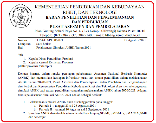 gambar surat edaran pelaksanaan simulasi anbk 2021