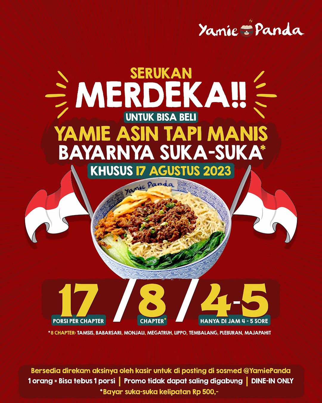 Promo YAMIE PANDA SERUKAN MERDEKA BAYAR SUKA SUKA