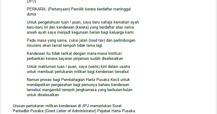 Surat Rasmi Rayuan Jpj - Persoalan o