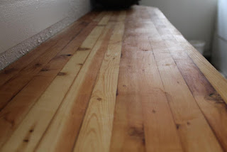 Pine butcher block counter with mineral oil-beeswax finish