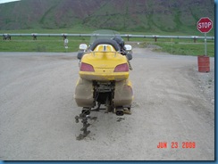 Missing rear wheel, gone to be fixed