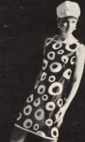 Op' Art 1966 dress 60s 1960 mod black white Optical Monique Dofny