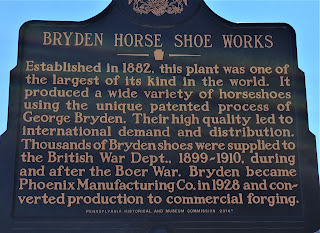 Bryden Horse Shoe Works. Established in 1882, this plant was one of the largest of its kind in the world. It produced a wide variety of horseshoes using the unique patented process of George Bryden. Their high quality led to international demand and distribution. Thousands of Bryden shoes were supplied to the British War Dept., 1899-1910, during and after the Boer War. Bryden became Phoenix Manufacturing Co. in 1928 and converted production to commercial forging.