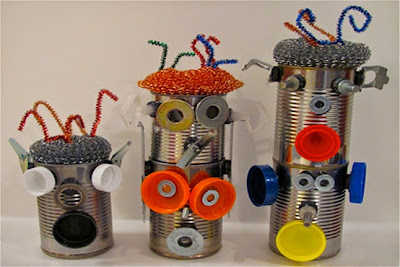 recycle craft for kids ; Robotic tin can