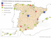 En el mapa de España podemos apreciar el sistema jerárquico urbano español, . (jerarquia urbana)