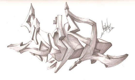 3d graffiti sketches