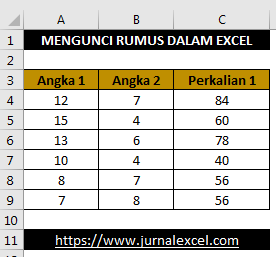 Cara Mengunci rumus Excel - JurnalExcel.com