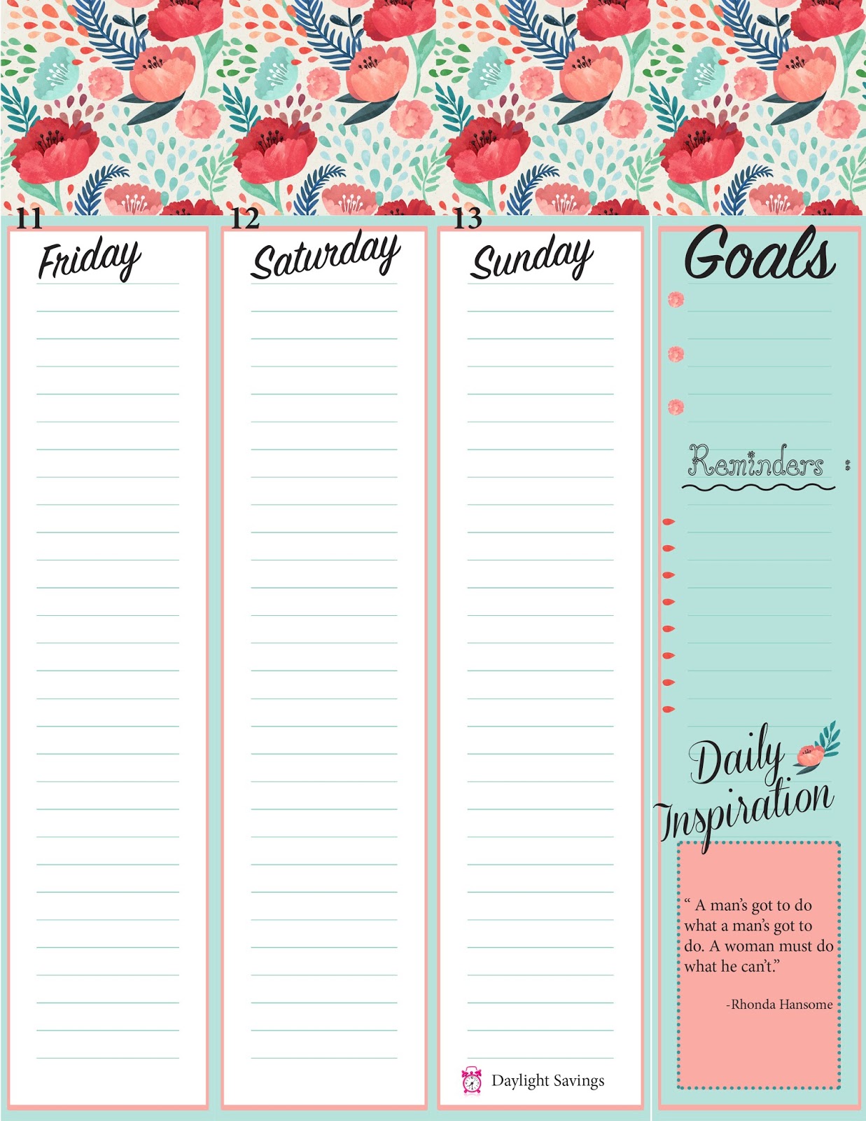 THE RUSTIC REDHEAD Weekly Planner Sheets Free Printables