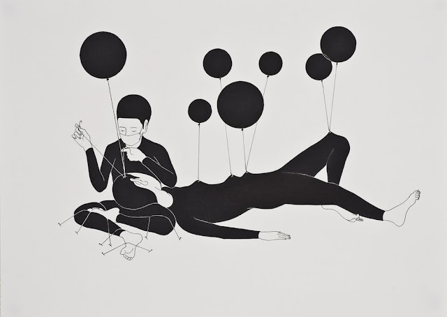 Moonassi - "Oo darling" - 2009 | creative emotional drawings, deep feelings, sad, black and white, cool stuff, pictures | imagenes de quietud soledad tristeza, emociones y sentimientos, dibujos bonitos minimalistas | dessins