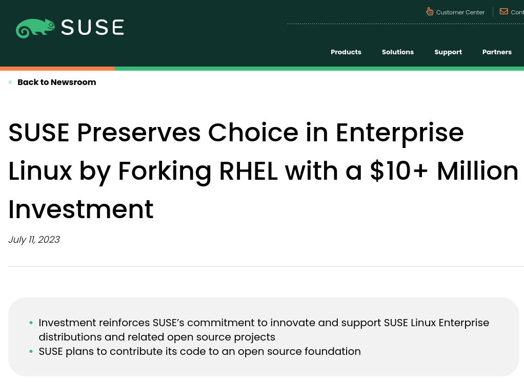 SUSE annuncia il suo fork di RHEL per avere una distribuzione compatibile con RHEL