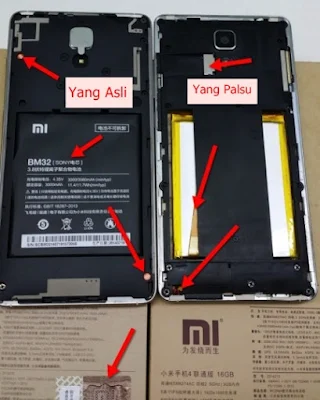 perbedaan antara Mi4 Asli Dan Mi4 Palsu ketika cover