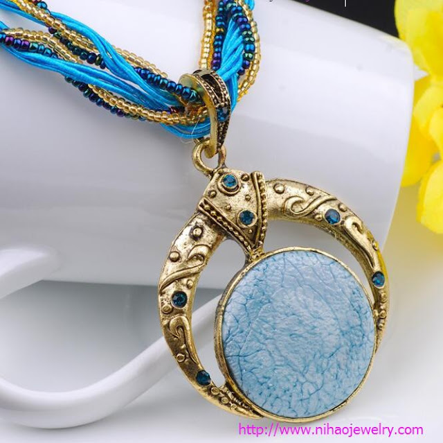 folk-custom alloy Inlaid stones necklace