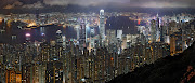 Skyline. Here's the Hong Kong skyline at night.