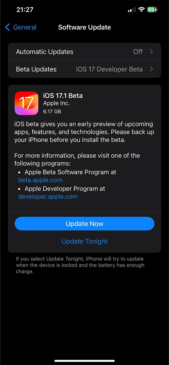 iOS 17.1