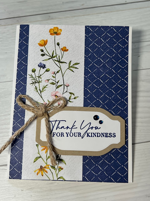 Thank You Card using Stampin' Up1 Dainty Flowers Designer Series Paper