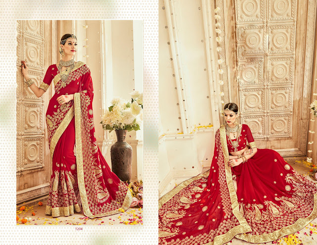 Wedding Special Red Color Designer Saree Collection Online Shopping.