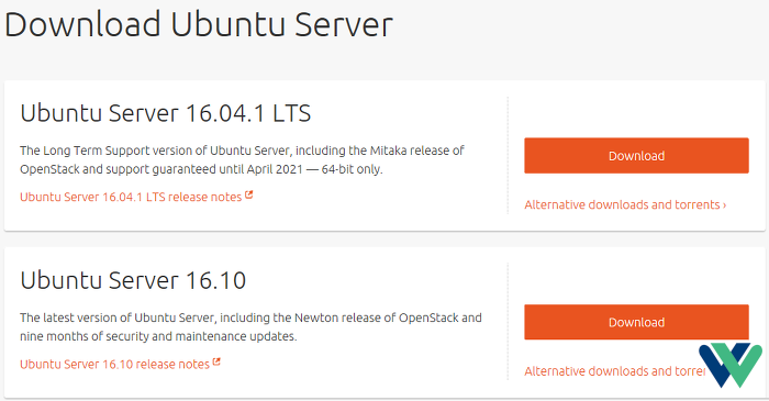 Ubuntu Server LTS 및 Standard 다운로드