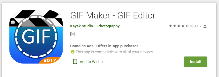 Instal aplikasi GIF Maker