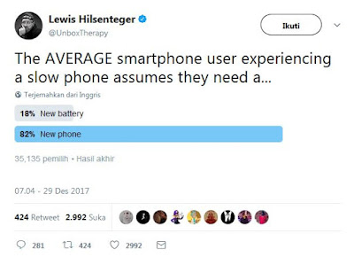 polling user twitter soal update ios yang butuh baterai baru