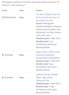Video Tidak Melanggar Pedoman Komunitas Tetapi Teguran Banding Ditolak Masih Aktif