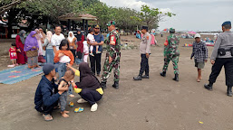 Satgas Ops Lilin Lodaya 2023 Pantau Wisata Pantai di Juntinyuat, Indramayu