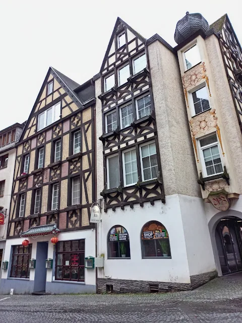 Beautiful half-timbered houses in Cochem, Germany.