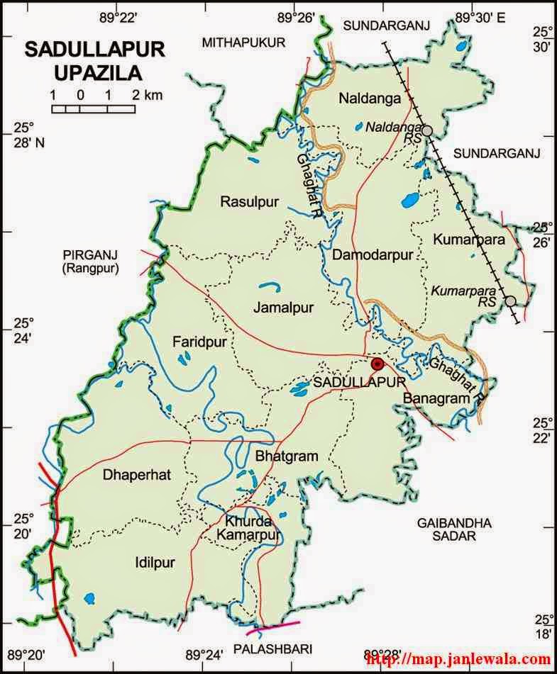 sadullapur upazila map of bangladesh