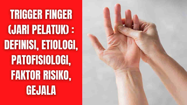 Trigger Finger (Jari Pelatuk) : Definisi, Etiologi, Patofisiologi, Faktor Risiko, Gejala Definisi Trigger Finger adalah kondisi umum yang dapat menyebabkan gangguan fungsional yang signifikan. Ini adalah tenosinovitis pada selubung fleksor jari dan ibu jari akibat penggunaan berulang. Penyempitan selubung katrol fleksor yang dikombinasikan dengan hipertrofi dan peradangan pada antarmuka tendon/selubung menyebabkan trigger finger atau tenosinovitis stenosis. Peradangan dapat menyebabkan tendon menjadi nodular. Ini paling sering terjadi di jari manis dan ibu jari tetapi dapat hadir di jari mana pun. Secara klasik melibatkan selubung katrol A1 (pada sendi metakarpal-phalangeal) yang merupakan bagian proksimal selubung tendon. Hal ini juga dapat terjadi pada A2 (pada sendi interphalangeal proksimal) atau A3 (pada sendi interphalangeal distal). Pasien mengeluhkan penguncian jari selama fleksi atau ekstensi.  Jari pelatuk (Trigger finger) terasa sakit. Biasanya dimulai sebagai rasa sakit yang aneh di telapak tangan selama gerakan jari yang terkena. Perlahan-lahan terdengar bunyi gertakan dari tendon fleksor saat individu melakukan ekstensi dan fleksi jari. Jari pemicu biasanya mempengaruhi tangan yang dominan dan jari yang paling umum terlibat adalah ibu jari.     Etiologi Etiologi trigger finger adalah multifaktorial. Ada beberapa hubungan dengan penyakit penyerta yang spesifik pada pasien dewasa dengan trigger finger, misalnya diabetes, amiloidosis, carpal tunnel syndrome, asam urat, penyakit tiroid, dan rheumatoid arthritis. Kekuatan traumatis mengakibatkan hipertrofi dan penyempitan tendon dan selubungnya, yang menyebabkan tendon tidak dapat meluncur dengan mulus di dalam selubungnya. Ini menghasilkan penangkapan dan penguncian.  Pada anak-anak, etiologi tampaknya bersifat perkembangan, dengan ketidakcocokan dalam ukuran tendon fleksor ibu jari dan selubung tendonnya. Proliferasi fibroblas menghasilkan perbedaan ukuran tendon dan selubung puli A1. Meskipun sebagian besar kasus idiopatik pada usia ini, lebih sering dikaitkan dengan metabolisme bawaan (misalnya, sindrom Hurler) dan kondisi inflamasi (misalnya, rheumatoid arthritis remaja).    Patofisiologi Mikrotrauma, baik melalui penggunaan berulang atau kekuatan kompresi, menghasilkan peradangan dan cedera kompleks selubung tendon fleksor. Tingkat kekuatan terbesar terjadi pada katrol A1, dan karenanya, ini adalah yang paling sering terpengaruh. Peradangan, dari waktu ke waktu, menyebabkan tendon menempel di dalam sarungnya dan dirasakan oleh pasien sebagai penguncian. Karena aparatus tendon fleksor memiliki kekuatan yang lebih unggul, dibandingkan dengan aparatus tendon ekstensor, pasien secara klasik tidak mengalami kesulitan dalam melenturkan jari-jarinya. Namun, peradangan menyebabkan tendon fleksor tersangkut di selubung fleksor selama ekstensi, dan pasien akan melihat penguncian ketika mereka mencoba untuk menjulurkan jari mereka.    Faktor Risiko Faktor risiko lain yang terkait dengan trigger finger meliputi:  Berada di antara usia 40 dan 60 Menderita diabetes Mengalami hipotiroidisme Menderita rheumatoid arthritis Menderita tuberkulosis Melakukan aktivitas berulang yang dapat membuat tangan Anda tegang, seperti memainkan alat musik  Menurut Klinik Cleveland, trigger finger paling sering menyerang musisi, petani, dan pekerja industri.  Menurut Mayo Clinic, faktor-faktor yang menempatkan pada risiko mengembangkan trigger finger (jari pelatuk) meliputi:  Mencengkeram berulang-ulang. Pekerjaan dan hobi yang melibatkan penggunaan tangan berulang dan mencengkeram berkepanjangan dapat meningkatkan risiko jari pelatuk. Masalah kesehatan tertentu. Orang yang menderita diabetes atau rheumatoid arthritis memiliki risiko lebih tinggi terkena trigger finger. Seks (Jenis Kelamin). Trigger finger lebih sering terjadi pada wanita. Operasi sindrom terowongan karpal. Trigger finger mungkin merupakan komplikasi yang terkait dengan operasi untuk operasi carpal tunnel syndrome, terutama selama enam bulan pertama setelah operasi.    Gejala Trigger finger memiliki berbagai presentasi klinis. Awalnya, pasien mungkin datang dengan klik tanpa rasa sakit selama pergerakan jari. Ini dapat berkembang menjadi penangkapan atau letupan yang menyakitkan, biasanya pada sendi MCP atau PIP. Gejala lainnya :  Kekakuan dan pembengkakan (terutama di pagi hari) Penguncian jari intermiten selama fleksi aktif yang membutuhkan kekuatan pasif untuk memperpanjang jari Mengunci atau mengklik jari dalam posisi bengkok lalu muncul lurus Hilangnya fleksi / ekstensi penuh Nodul nyeri teraba proksimal ke A1, dan/atau jari terkunci pada posisi fleksi Sedikit penebalan di dasar jari dan rasa sakit yang dapat menyebar ke telapak tangan atau ke aspek distal jari