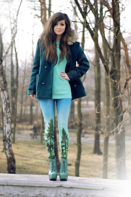 green, coat, zielony, płaszcz, zara, futerko, h&m