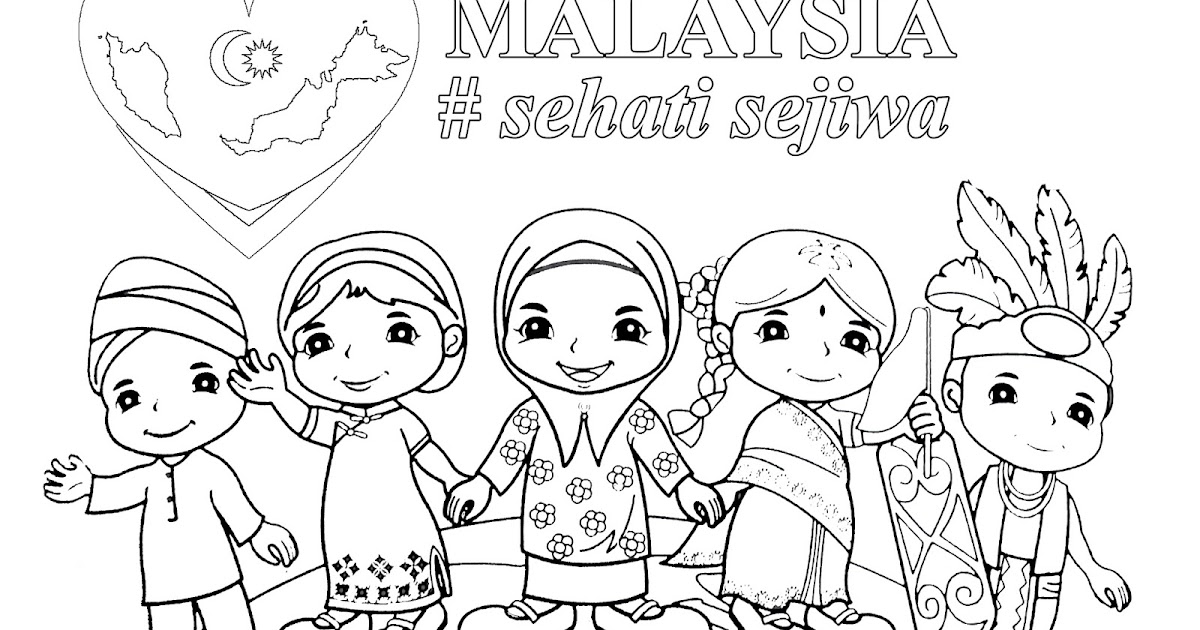 Poster Mewarna - Malaysia - Sehati Sejiwa - Gambar Mewarna 