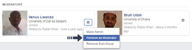 remove facebook group moderator