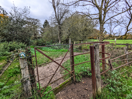 Go through the gate then turn right to another gate