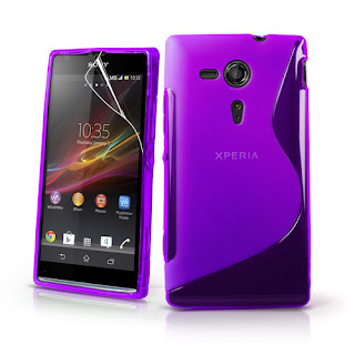 Purple S Line Wave Gel Case Cover for Sony Xperia SP + Screen Protector