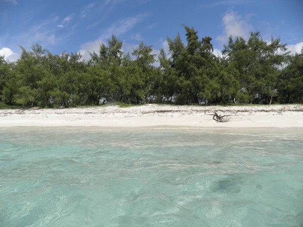 Plage de sable blanc et lagon turquoise