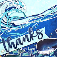 handmade sea - whale themed thank you card using Stampin' Up Waves of the Ocean collection, Amazing Thanks dies,  whale punch. Card by Di Barnes - Independent Demonstrator in Sydney Australia - colourmehappy - die cutting -