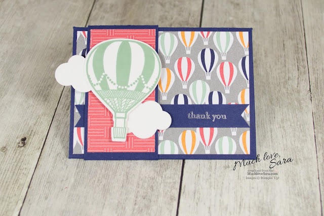 Hot Air Balloon Gift Card Envelope made with the Stampin Up Envelope Punch Board
