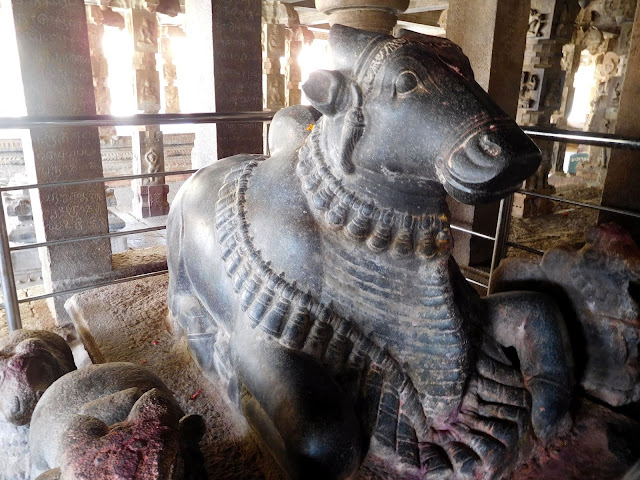 A monolithic sculpture of Nandi in the Bhoga Nandeeshwara Temple, Karnataka