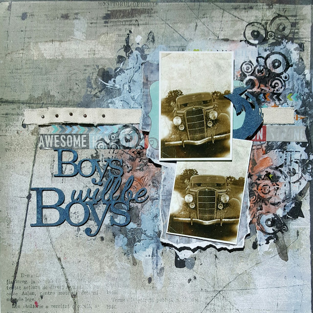 Scraps of Darkness Masculine Vintage Mixed Media Layout