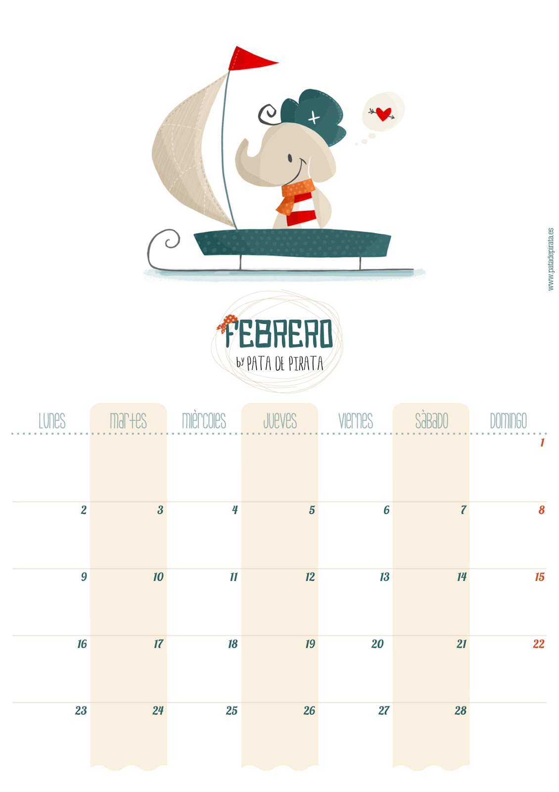 Calendario-Febrero-NinaBonita