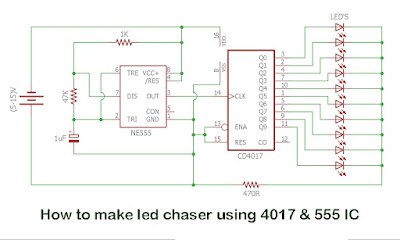 How to make led chaser using 4017 & 555 IC
