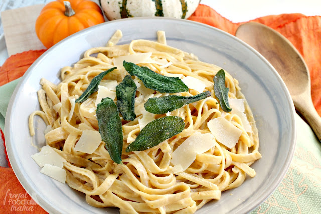 This creamy & decadent Brown Butter Pumpkin Alfredo sauce with fettuccine is perfect fall comfort food.