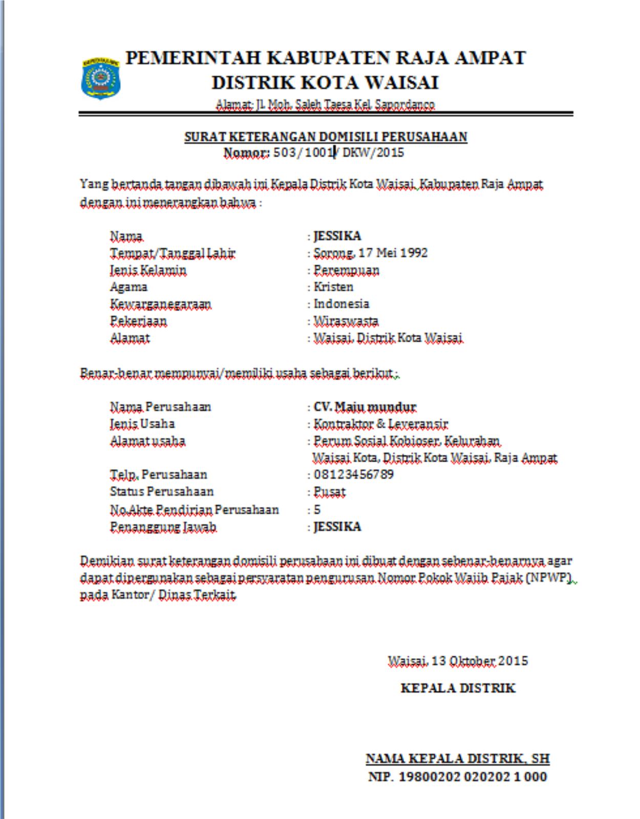 Persyaratan pembuatan surat keterangan domisili usaha dawn 