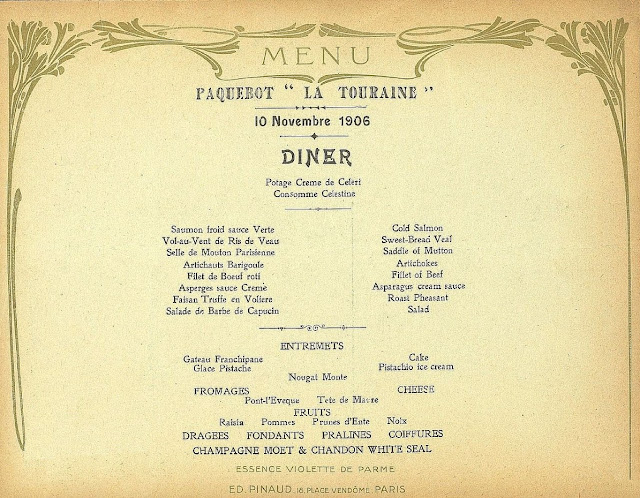 BELLE ÉPOQUE menus on board COMPAGNIE GÉNÉRALE TRANSATLANTIQUE liners