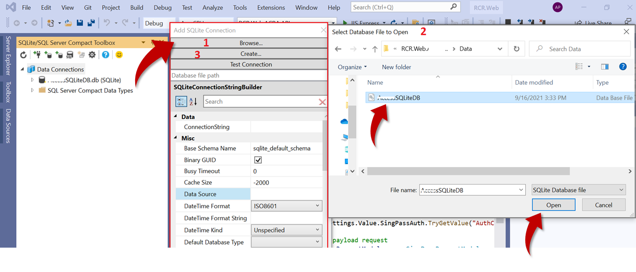 Create SQLite database or restore existing