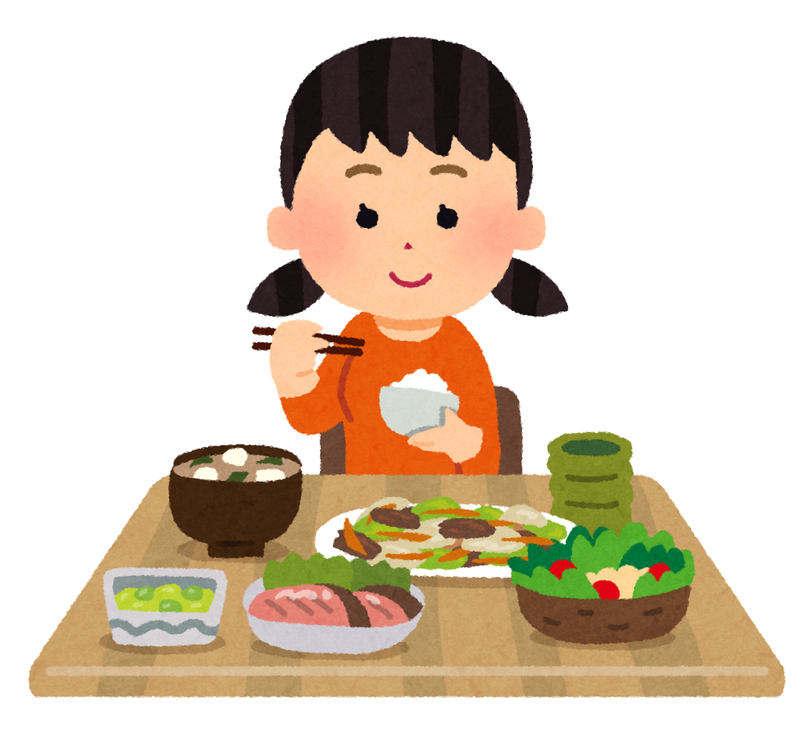 静かに食事をする子供のイラスト 女の子 かわいいフリー素材集 いらすとや