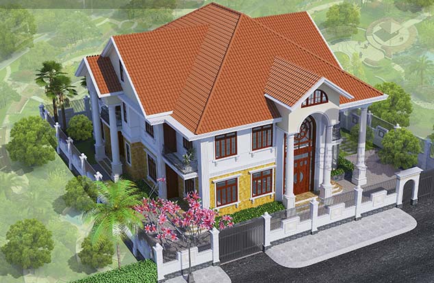 Nhà biệt thự 2 tầng mái ngói diện tích 300m2 - 2