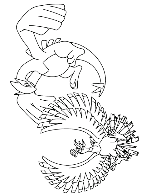 Lugia And Hooh Legendary Pokemon Coloring Pages