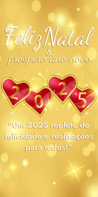 Cartão Dourado de Feliz Ano Novo para Celebrar 2025