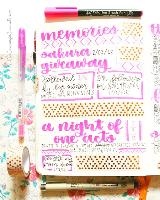 february bullet journal monthly memories spread